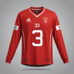 bright red long-sleeved jersey with number 33 image